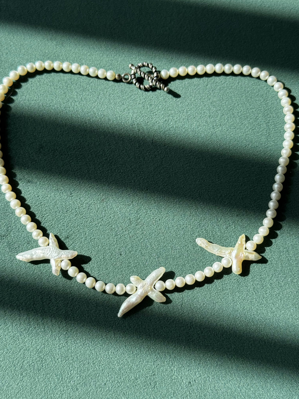 Freshwater Pearl Necklace XO Baroque Pearl Accents Sterling Silver Toggle Clasp