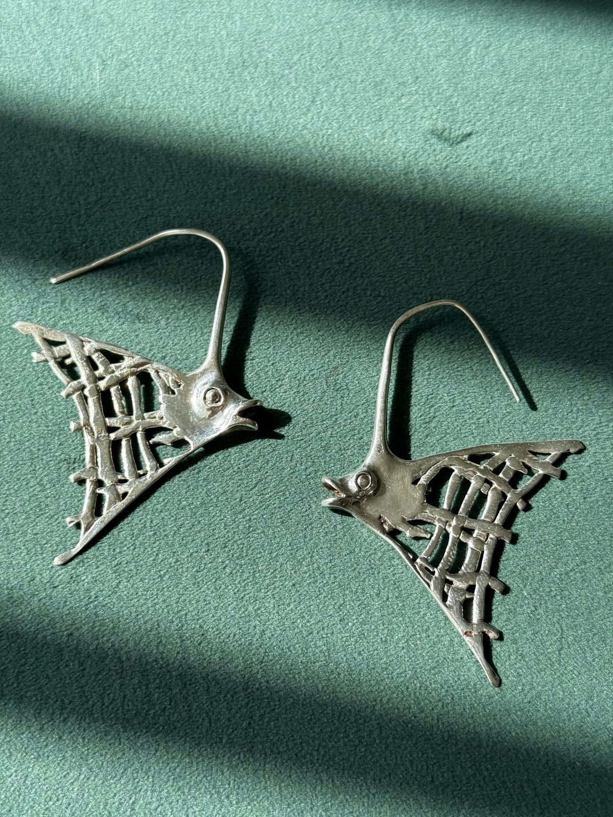 Sterling Silver Angelfish Dangle Earrings Big Bold Ocean Statement Two Inches of Mermaid Life