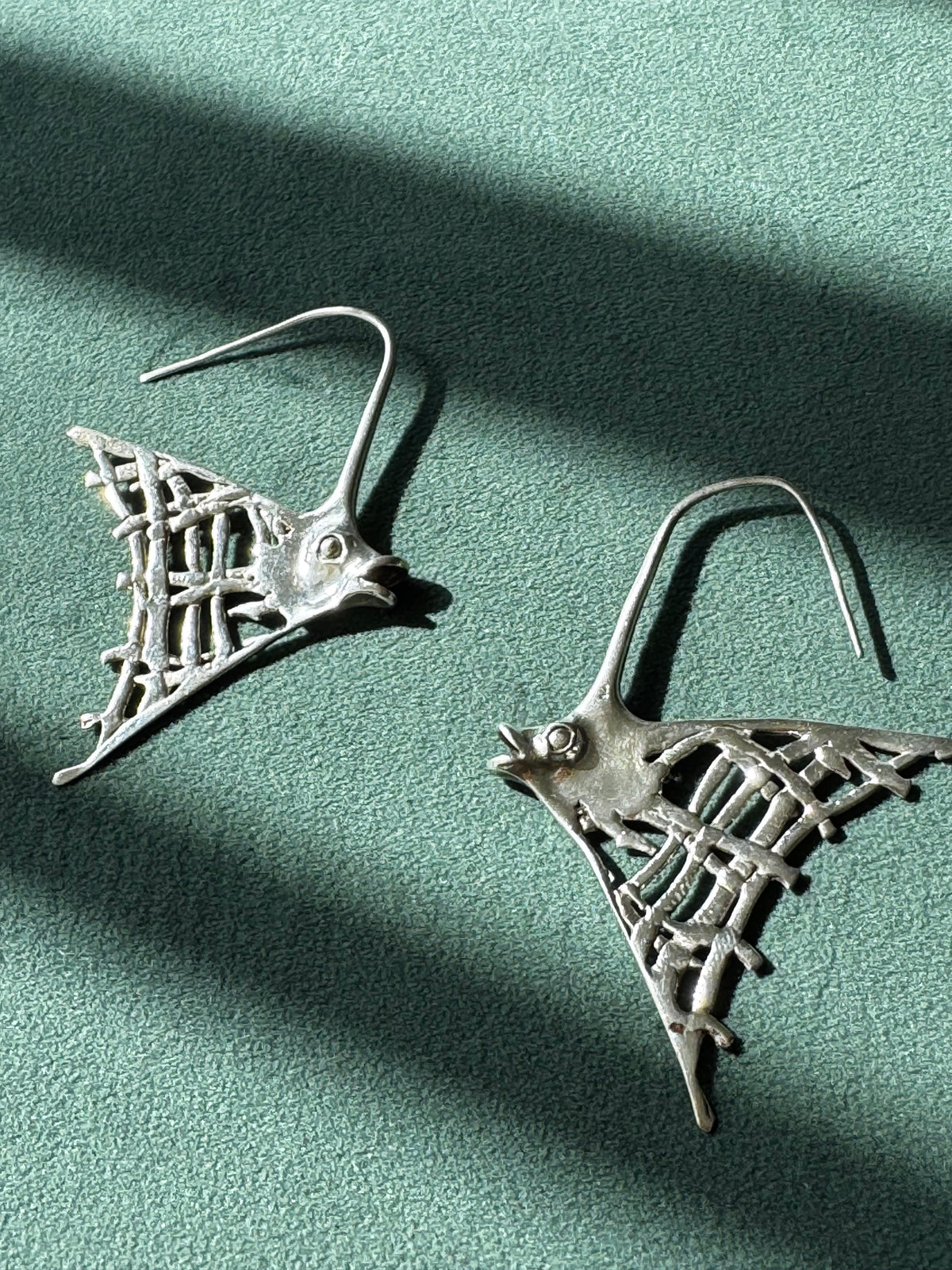Sterling Silver Angelfish Dangle Earrings Big Bold Ocean Statement Two Inches of Mermaid Life