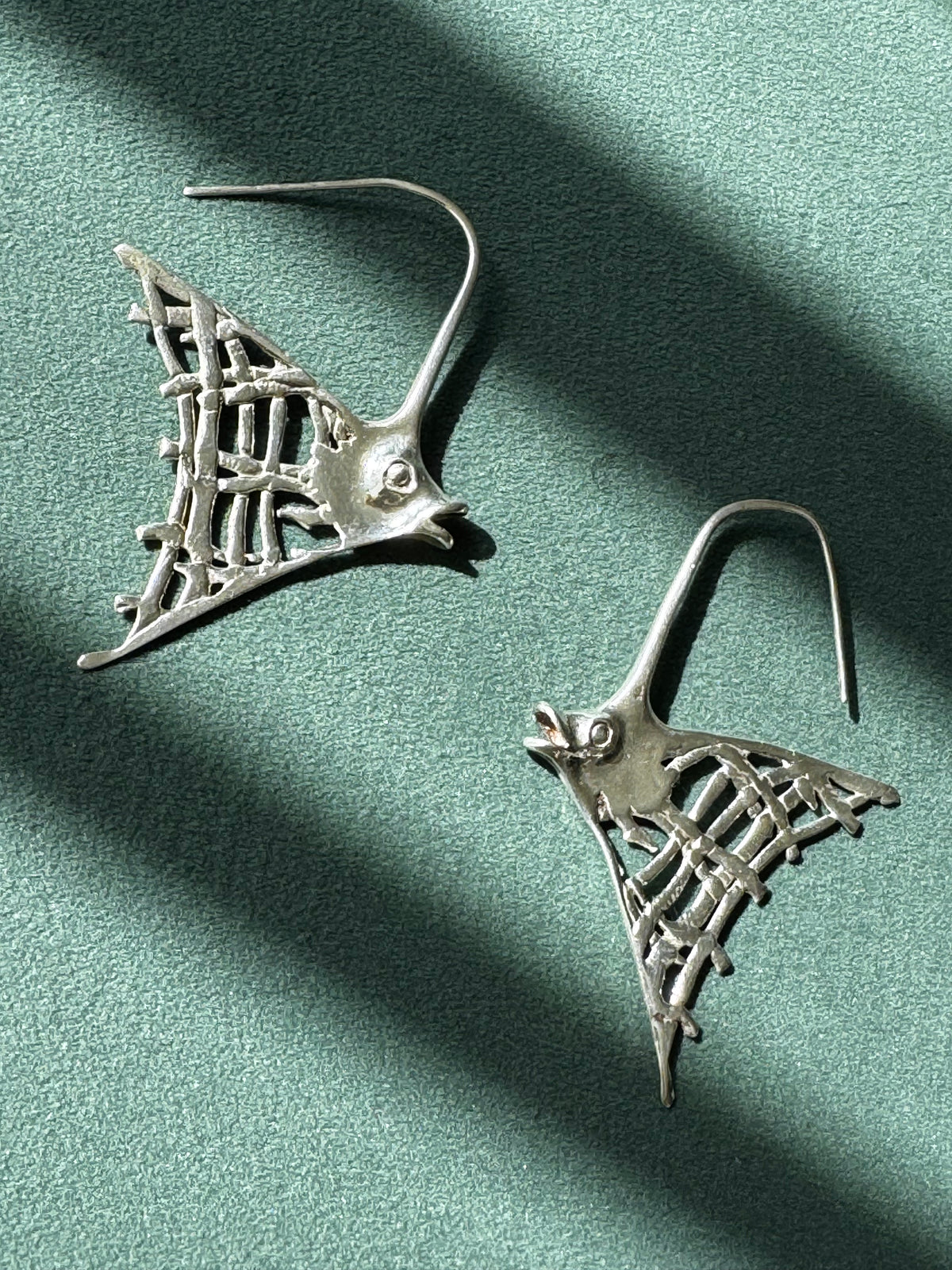 Sterling Silver Angelfish Dangle Earrings Big Bold Ocean Statement Two Inches of Mermaid Life