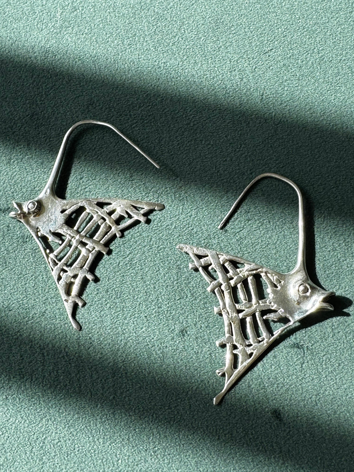 Sterling Silver Angelfish Dangle Earrings Big Bold Ocean Statement Two Inches of Mermaid Life