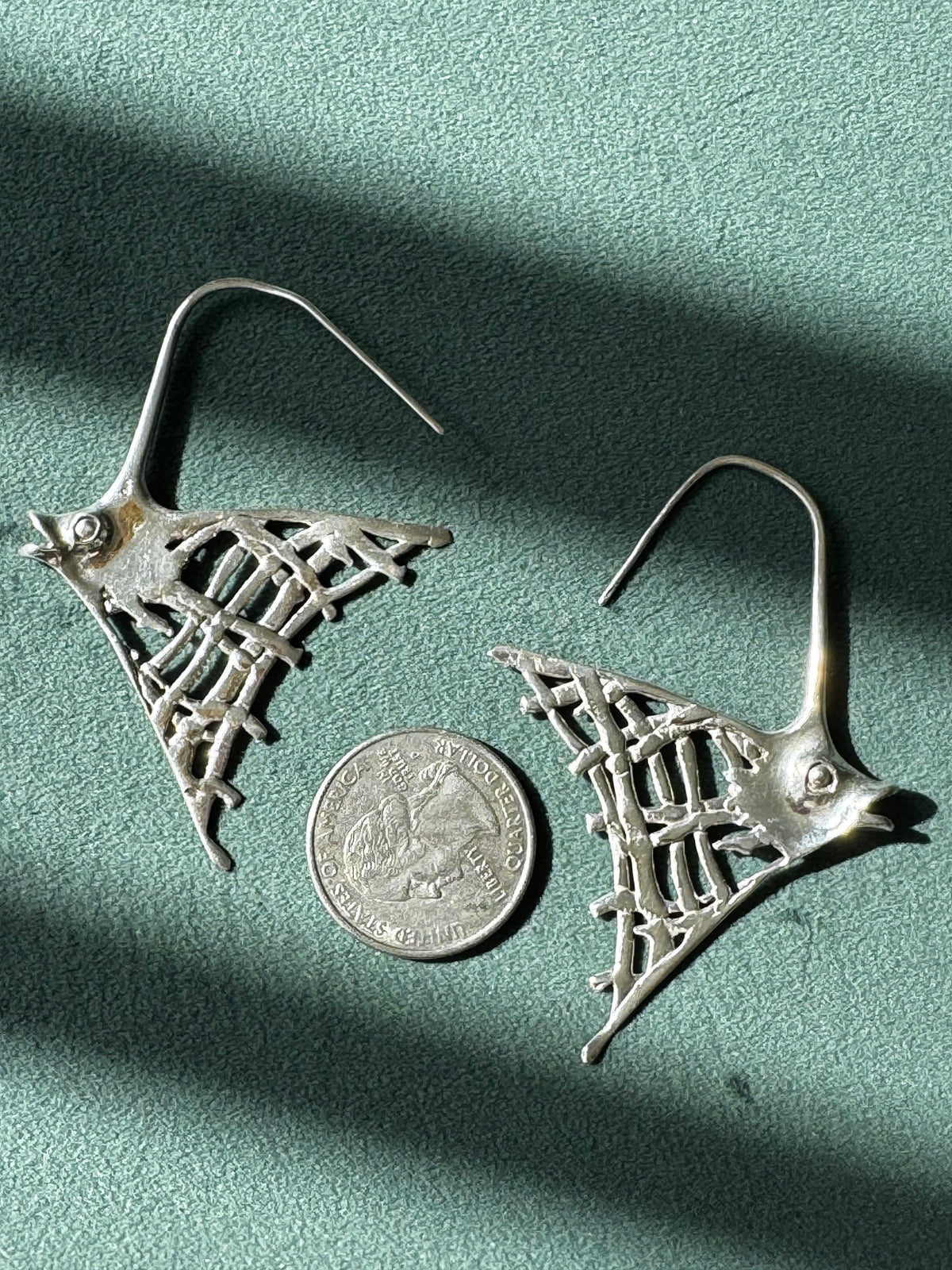 Sterling Silver Angelfish Dangle Earrings Big Bold Ocean Statement Two Inches of Mermaid Life