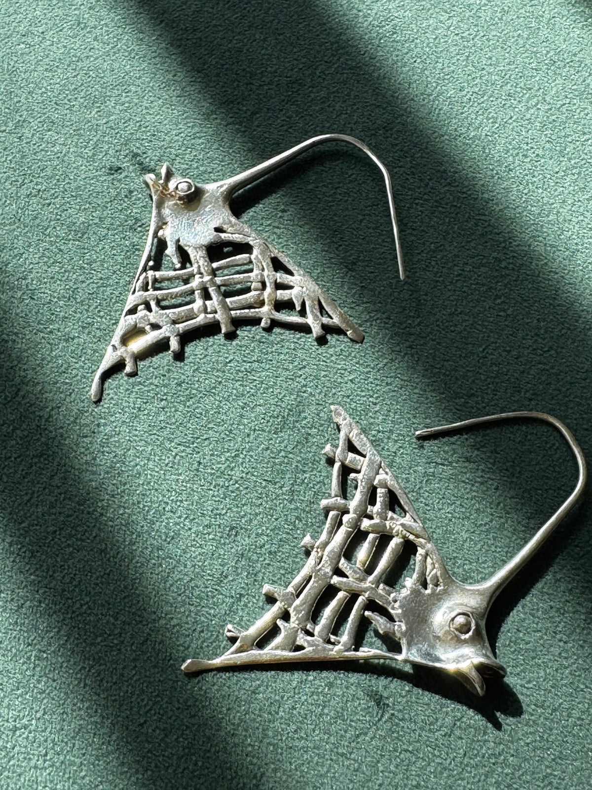 Sterling Silver Angelfish Dangle Earrings Big Bold Ocean Statement Two Inches of Mermaid Life