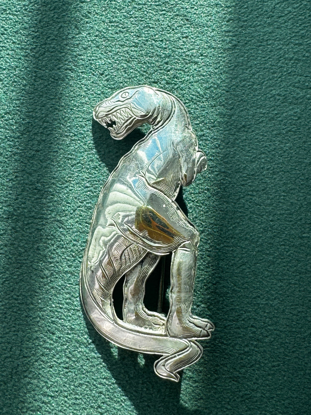 Vintage Sterling Silver Detailed T-Rex Tyrannosaurus Rex Brooch Pin