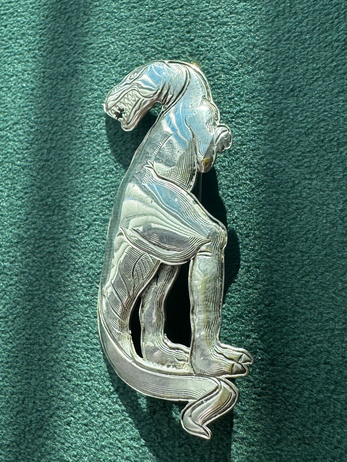 Vintage Sterling Silver Detailed T-Rex Tyrannosaurus Rex Brooch Pin