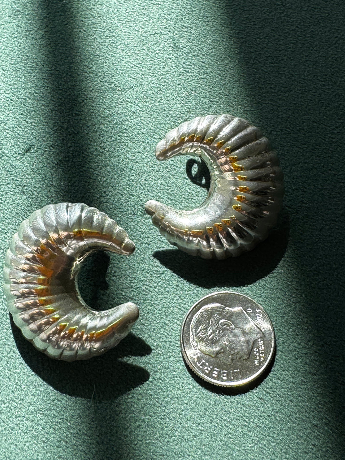 Vintage Taxco Mexico Sterling Silver Ram Horn Scroll Earrings Y2K Bold Sculptural Modernist Post