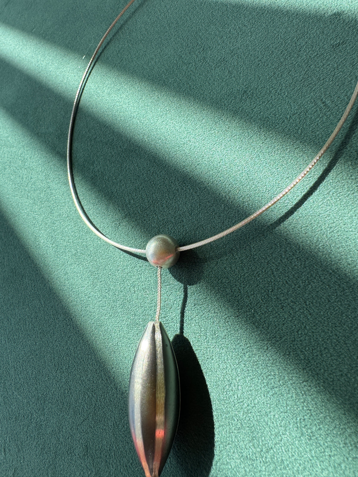 Signed John W. Kessler Sterling Silver Modernist Torque and Pod Pendant Necklace The Wearable Sculpture