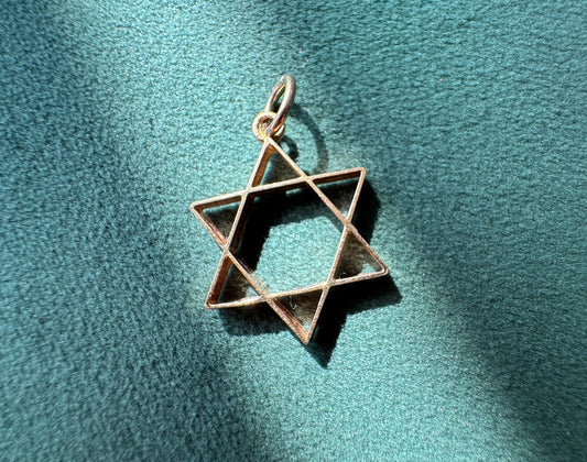 14K Yellow Gold Star of David Magen David Pendant