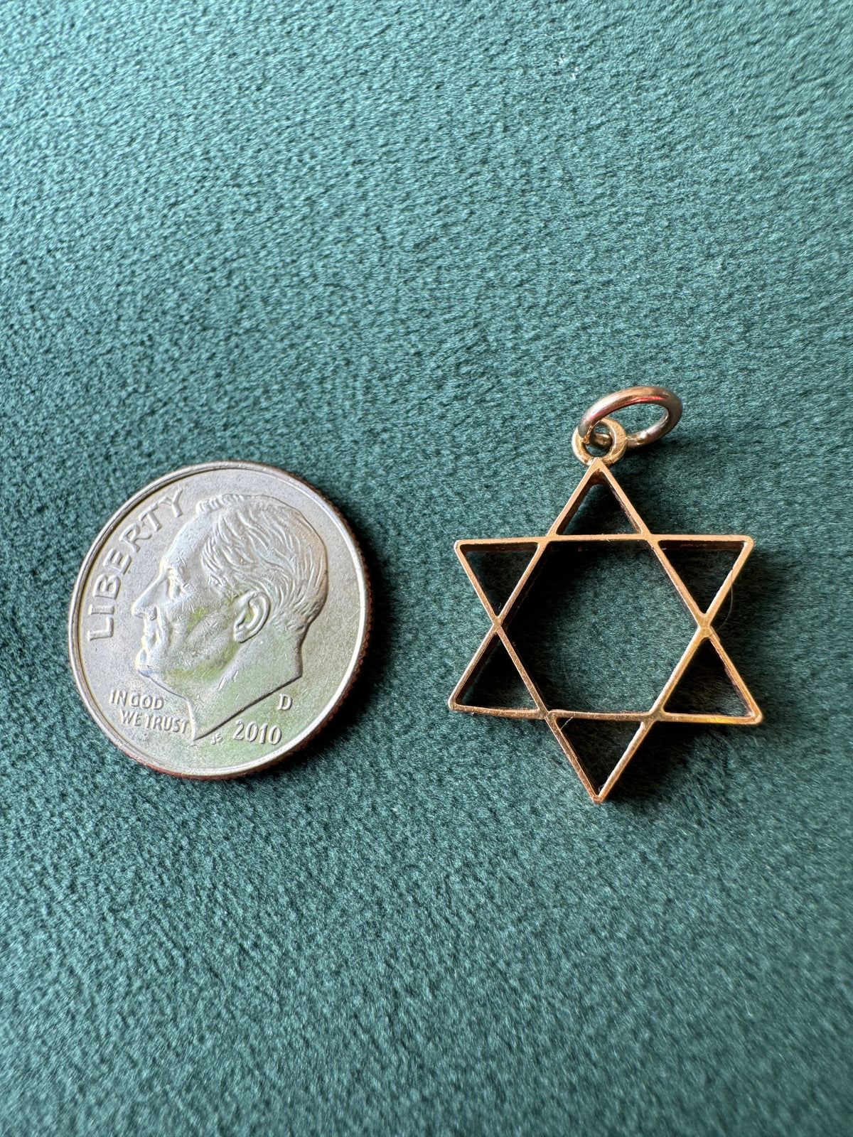 14K Yellow Gold Star of David Magen David Pendant