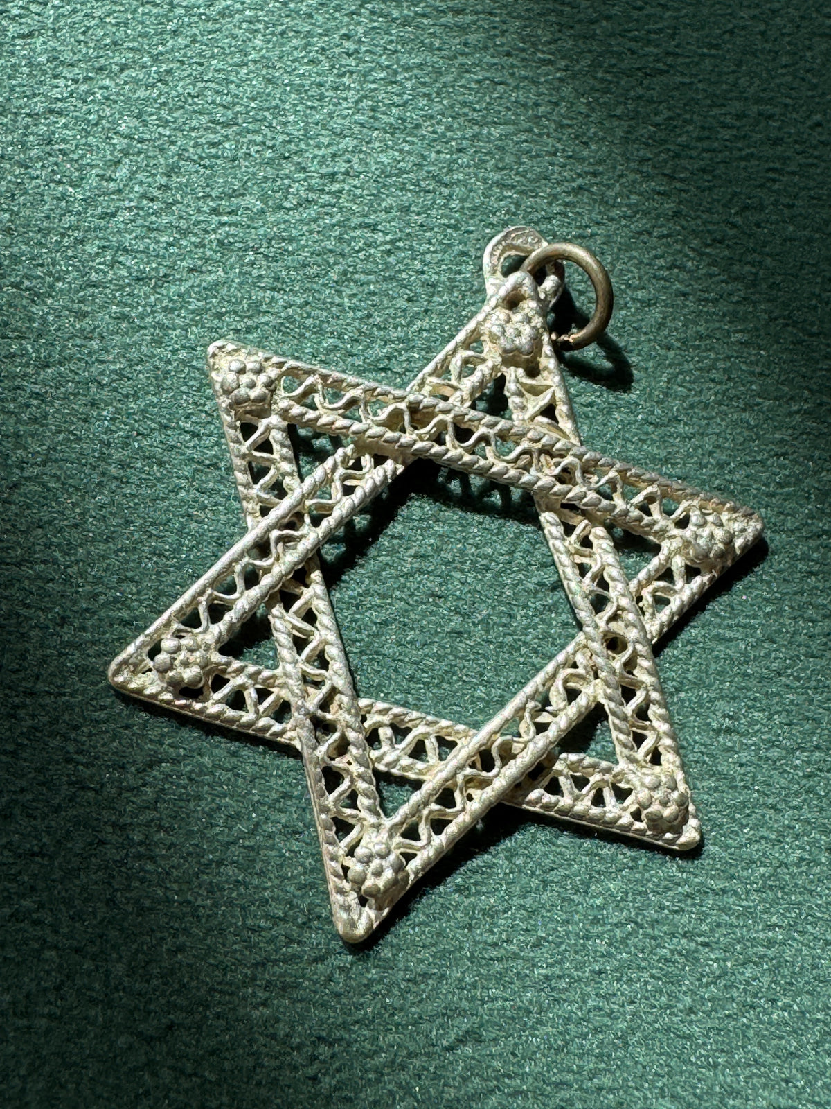Vintage Sterling Silver Large Filigree Star of David Pendant Magen David Lacy Judaica Pendant