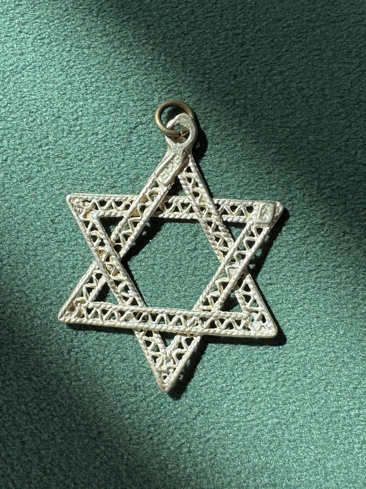 Vintage Sterling Silver Large Filigree Star of David Pendant Magen David Lacy Judaica Pendant
