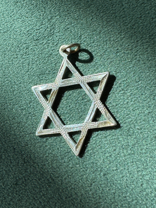 Vintage Sterling Silver Large Open Star of David Pendant Magen David