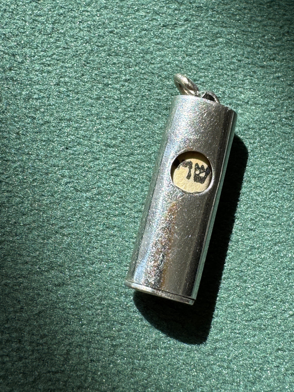 Vintage Sterling Silver Mezuzah Charm Pendant with Original Scroll Shin Hebrew Judaica Necklace
