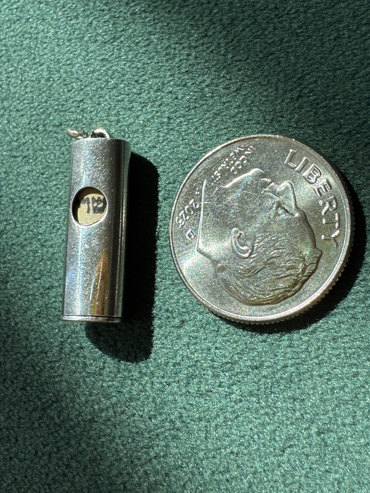 Vintage Sterling Silver Mezuzah Charm Pendant with Original Scroll Shin Hebrew Judaica Necklace