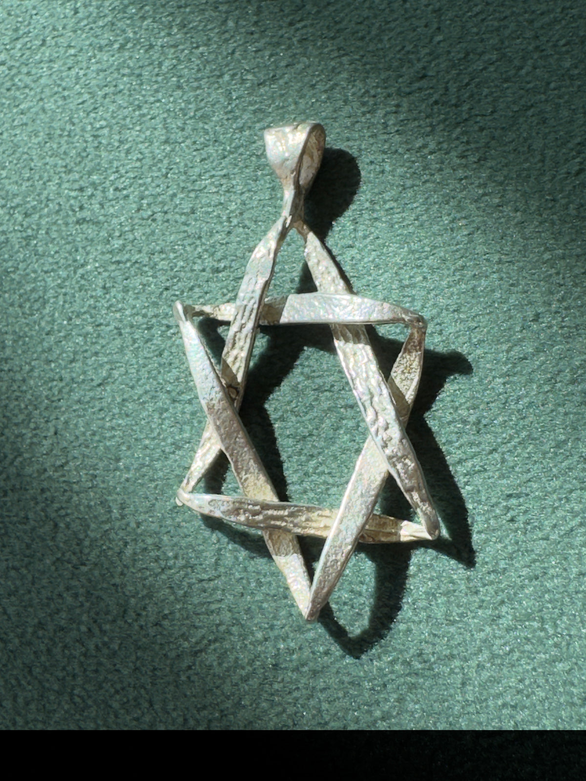 Vintage Sterling Silver Open Twisted Ribbon Star of David Pendant Judaica Charm Necklace