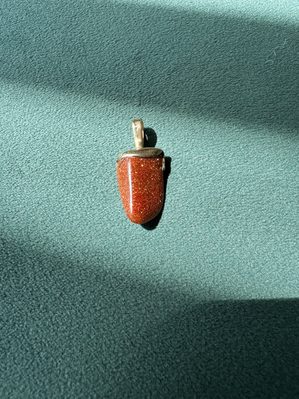 Goldstone Pendant 14K Gold Cap Flame Shape