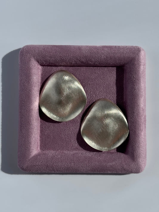 Vintage Jondell Enterprises Sterling Silver Abstract Geometric Textured Clip Earrings