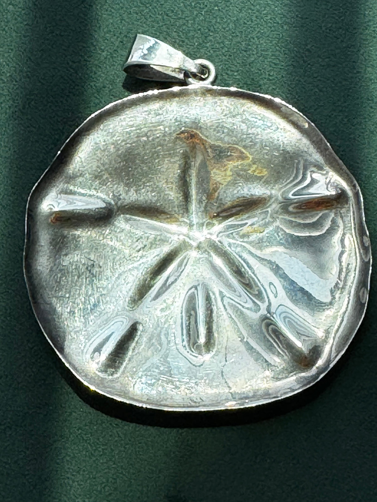Vintage Mexico Sterling Silver Massive Sand Dollar Pendant TN-49 Mermaid Life Beach Statement
