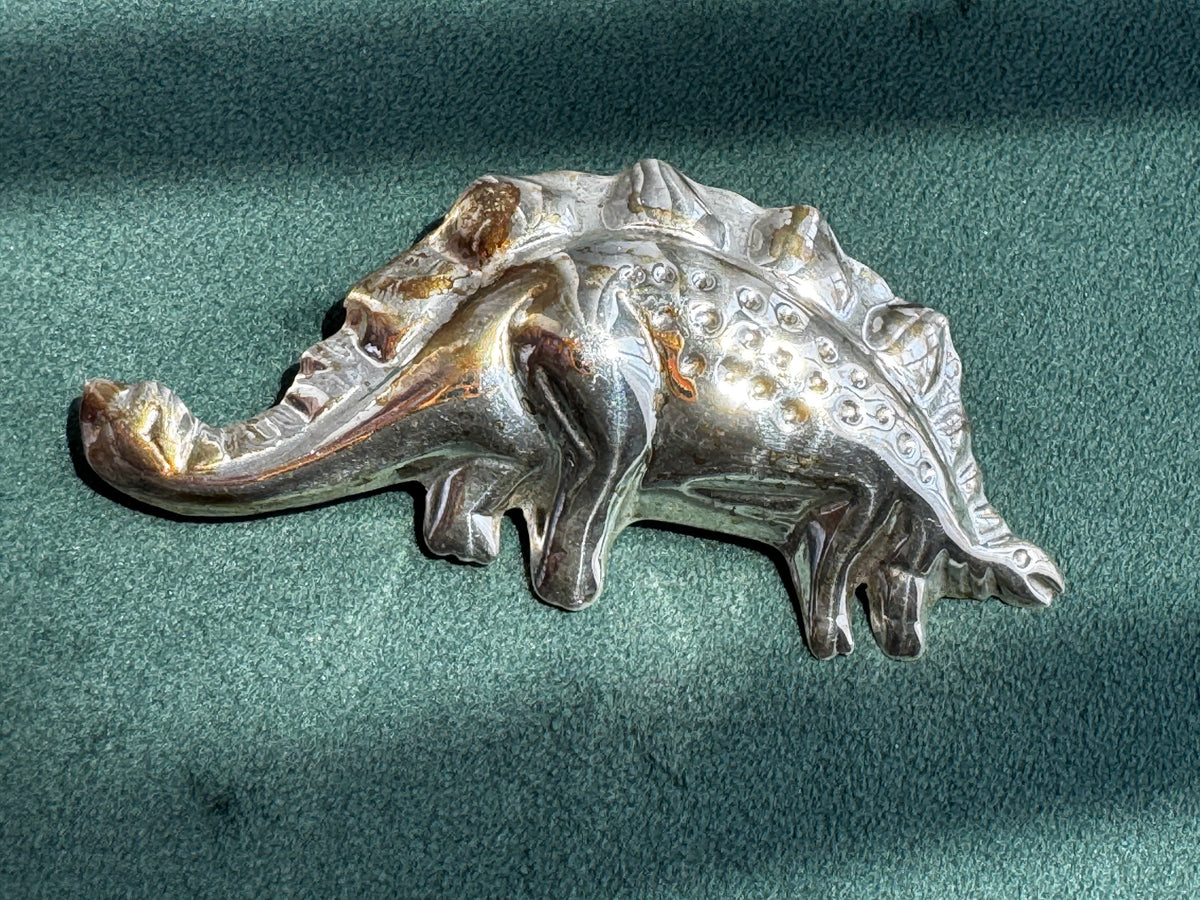 Vintage Sterling Silver Stegosaurus Dinosaur Brooch Pin 1980s