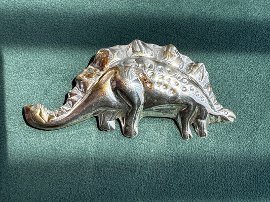 Vintage Sterling Silver Stegosaurus Dinosaur Brooch Pin 1980s