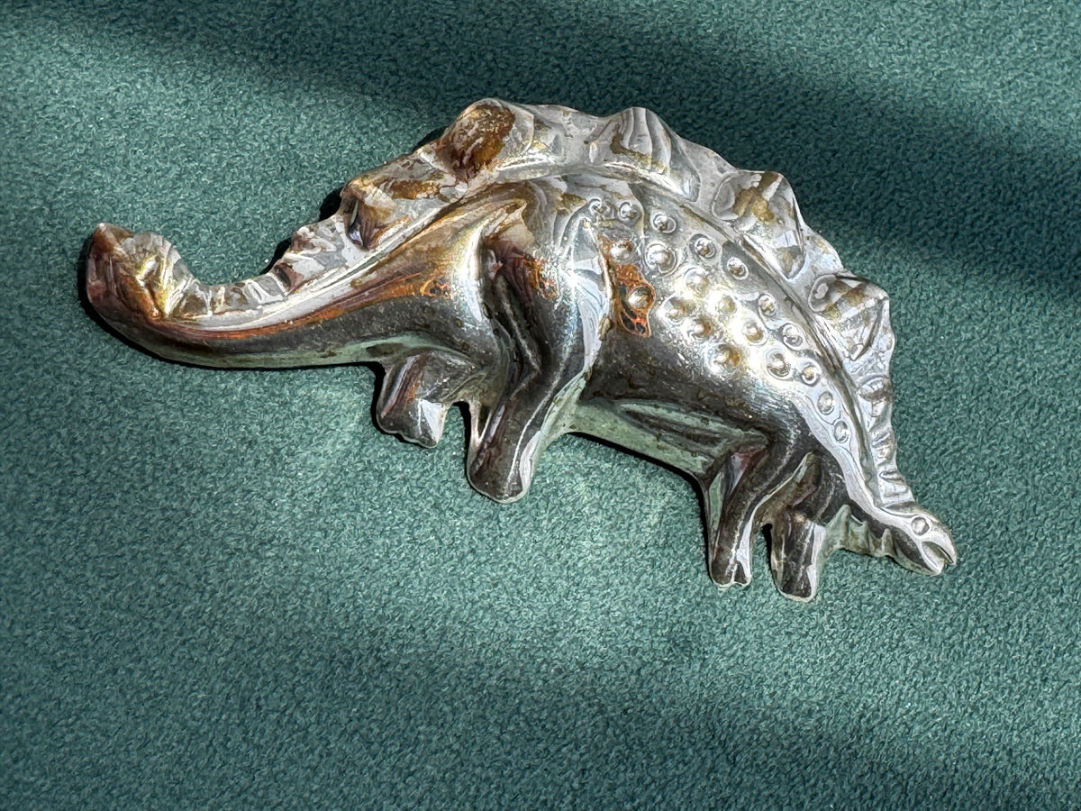 Vintage Sterling Silver Stegosaurus Dinosaur Brooch Pin 1980s