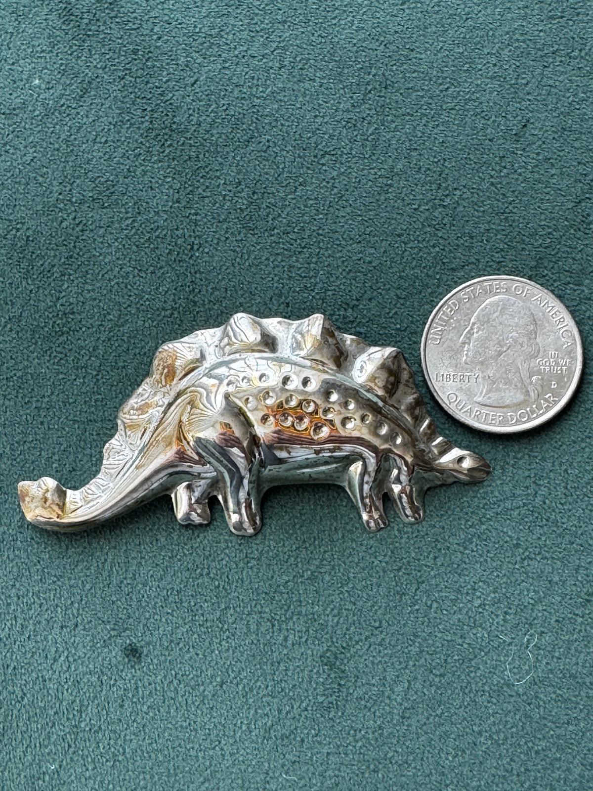 Vintage Sterling Silver Stegosaurus Dinosaur Brooch Pin 1980s