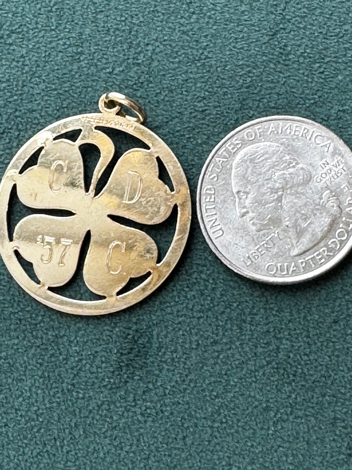 Vintage 1957 Harry S Bick 12K Gold Filled Four Leaf Clover Charm Pendant CDC