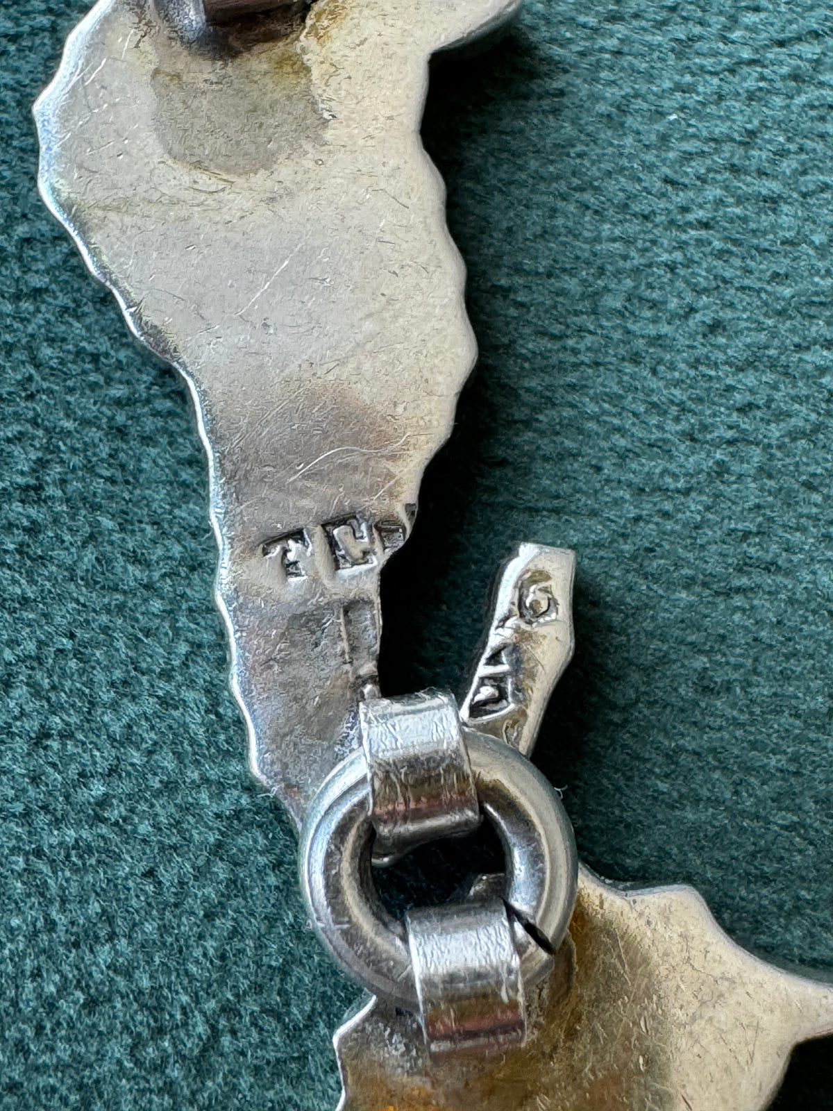 Vintage Mexico Sterling Silver Malachite Seahorse Link Necklace