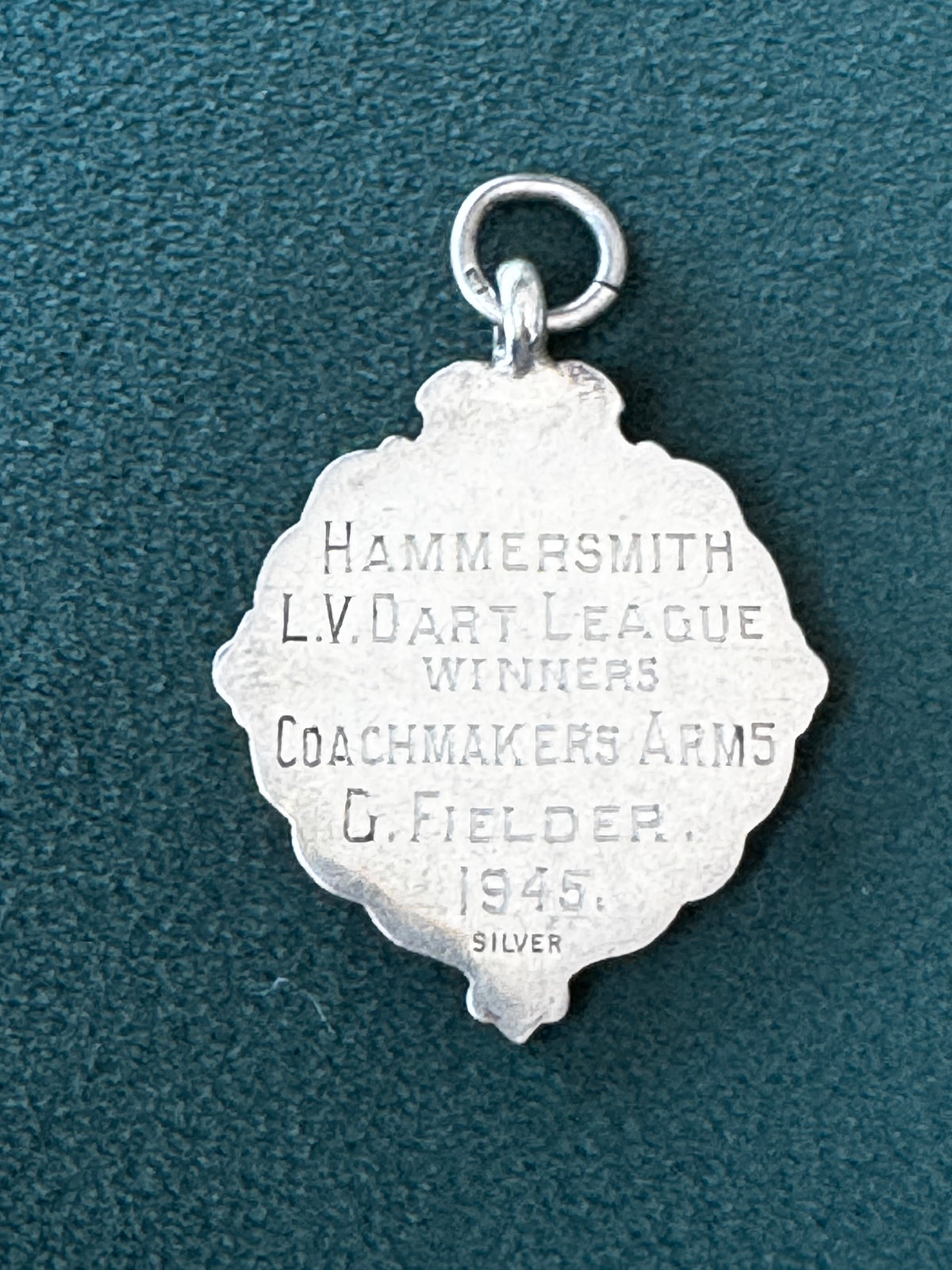 Vintage 1945 Sterling Silver Enamel Dartboard Fob Medal Award Hammersmith Darts League Trophy