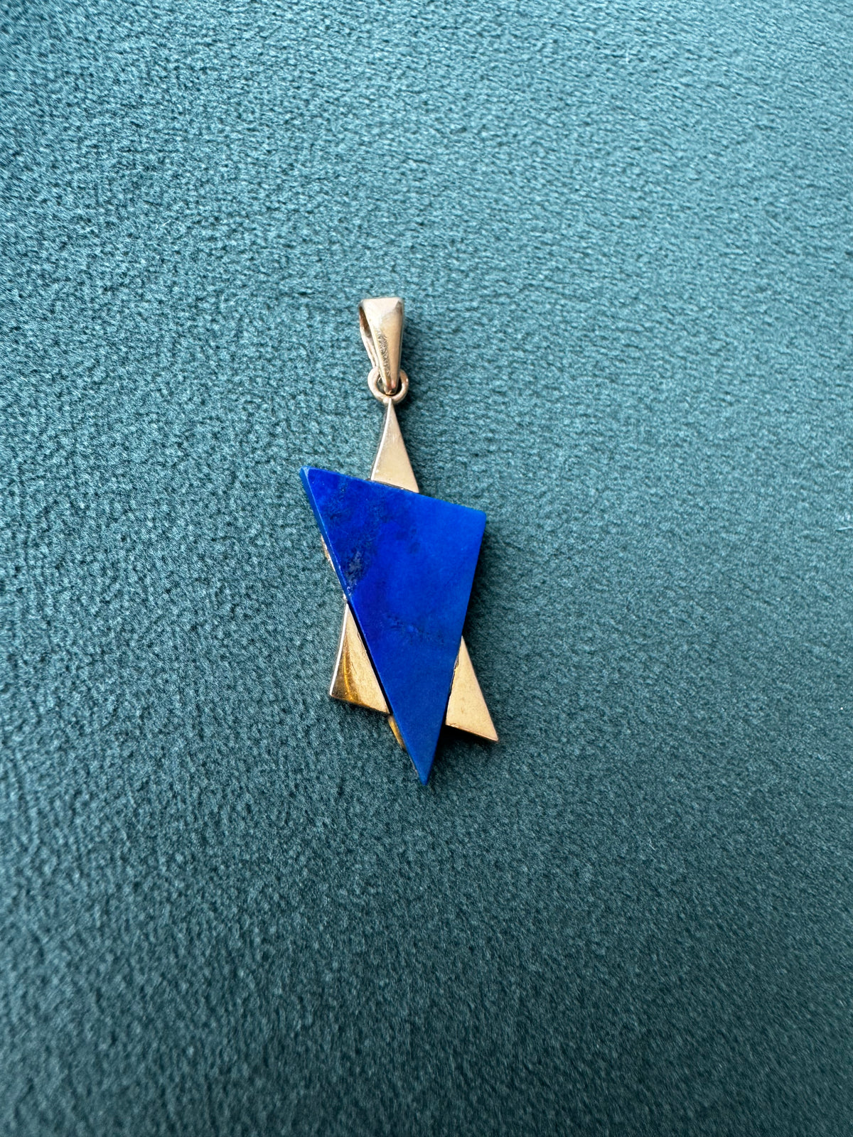 14K Gold Lapis Lazuli Star of David Pendant Modernist Judaica Two Triangles One Perfect Star