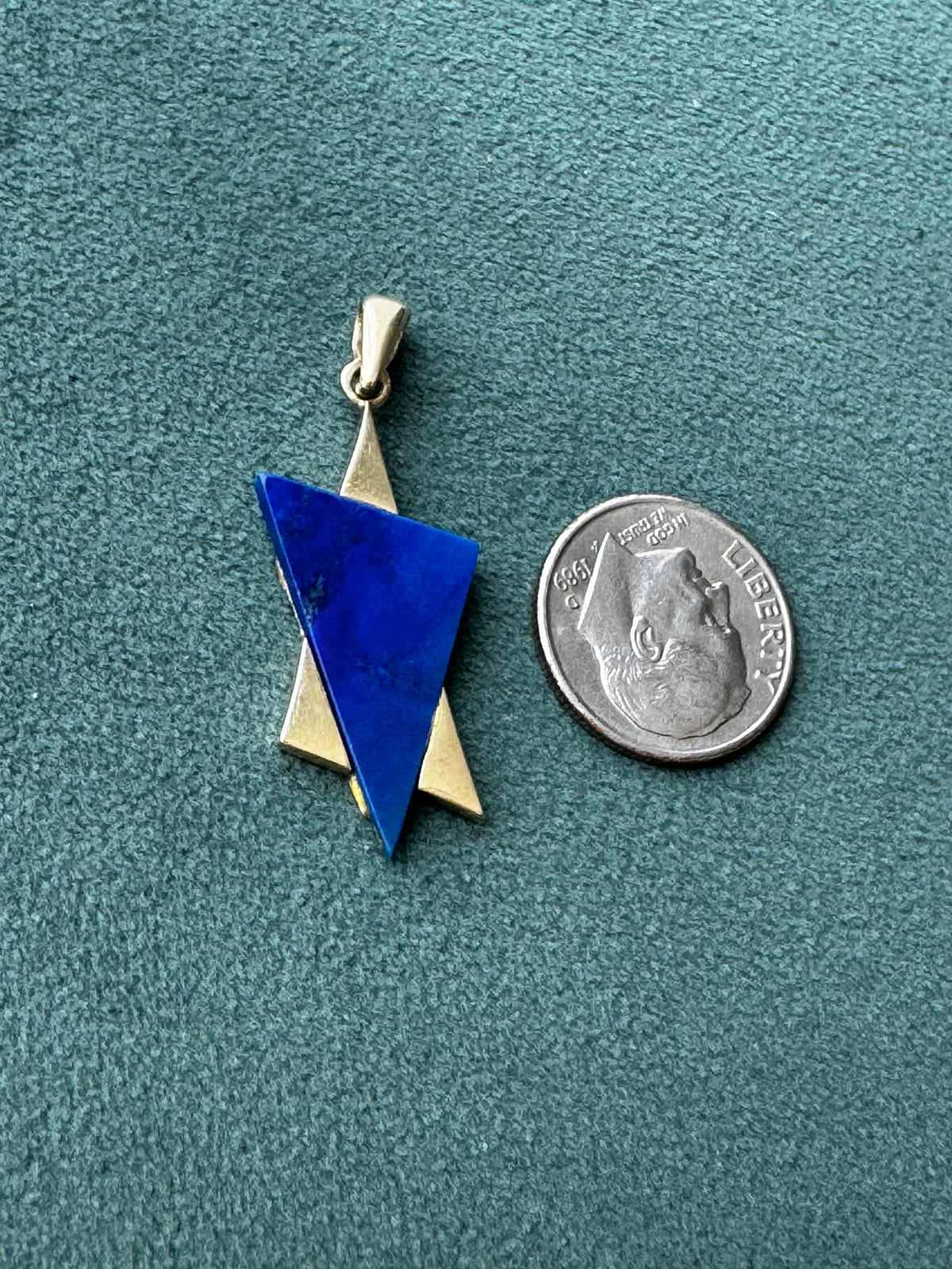 14K Gold Lapis Lazuli Star of David Pendant Modernist Judaica Two Triangles One Perfect Star