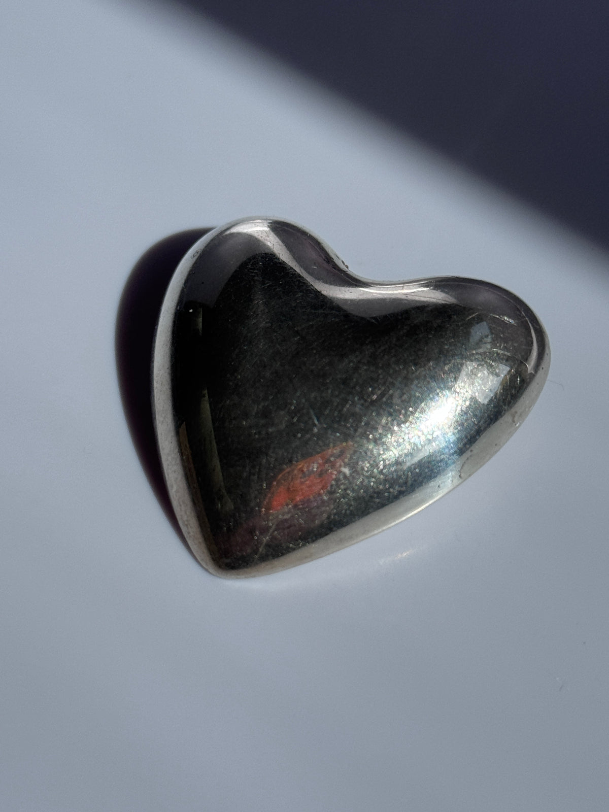 Estate Reed & Barton sterling silver puffy heart brooch with polished finish and small flower holder opening at top