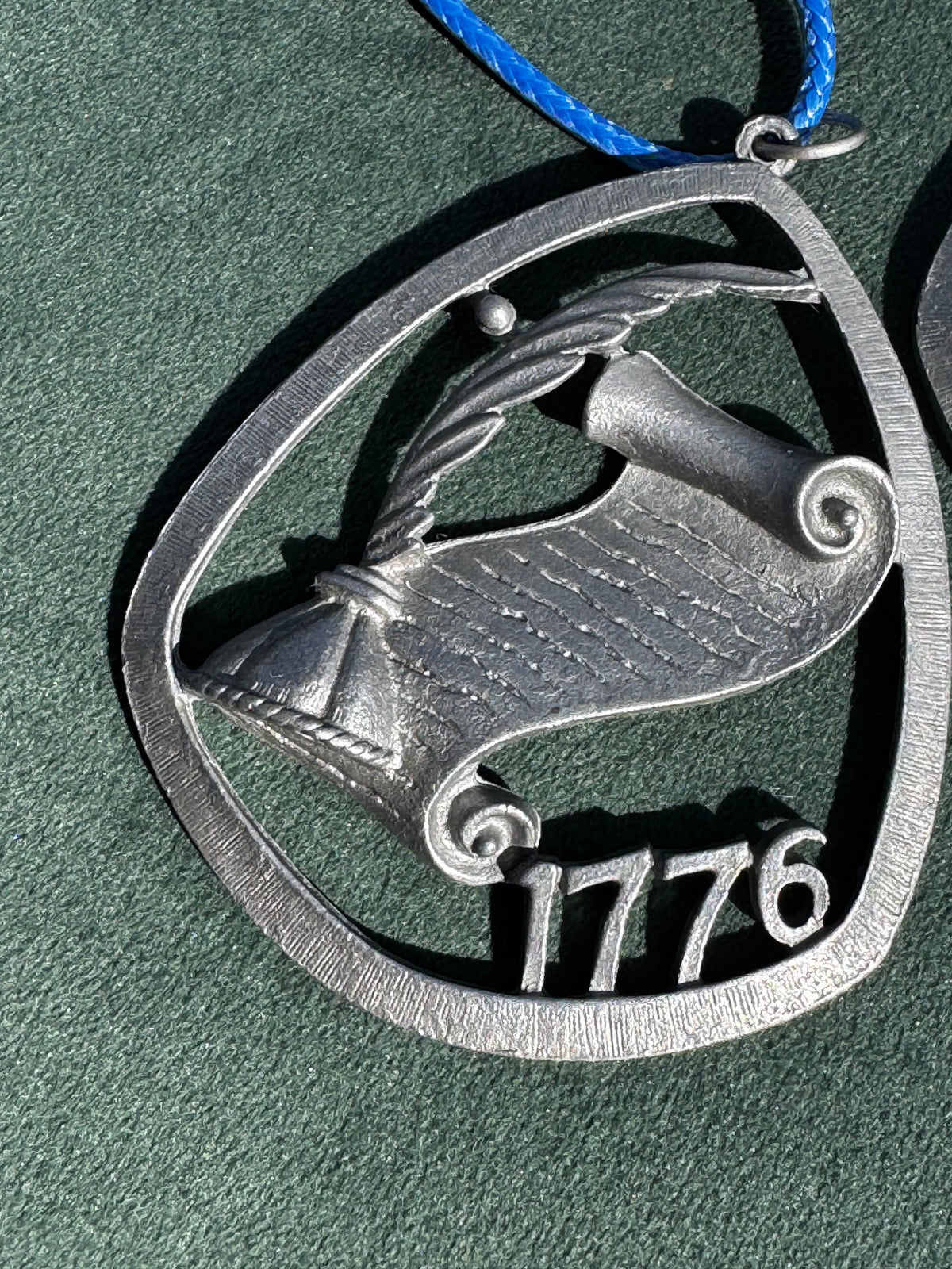 Vintage 1976 Bicentennial Pewter Declaration of Independence Pendant Necklace 1776 Spirit of 76