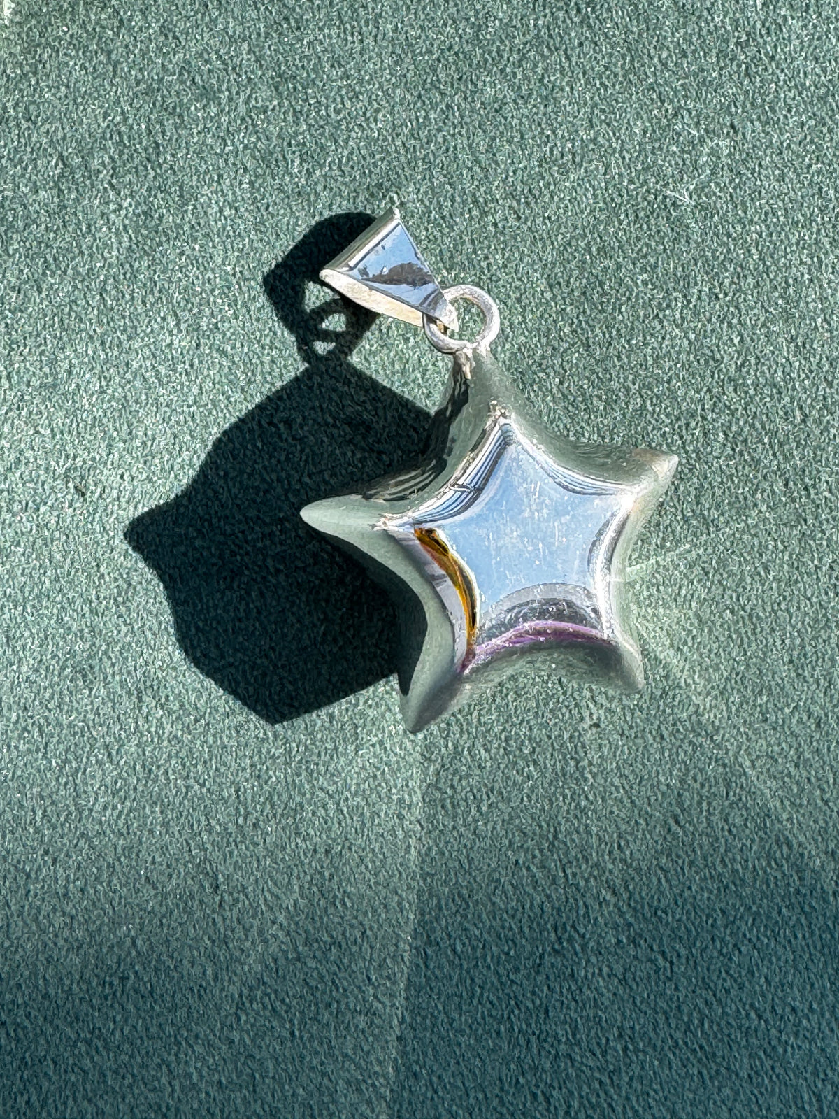 Sterling Silver Puffy Star Harmony Ball Bola Chime Pendant Necklace Angel Caller