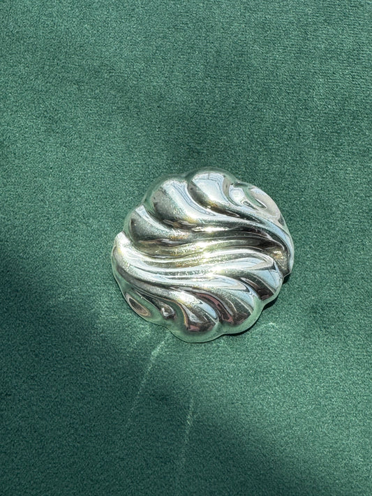 Vintage Los Ballesteros Taxco Sterling Silver Swirl Wave Brooch Pendant Modernist Mexico 925