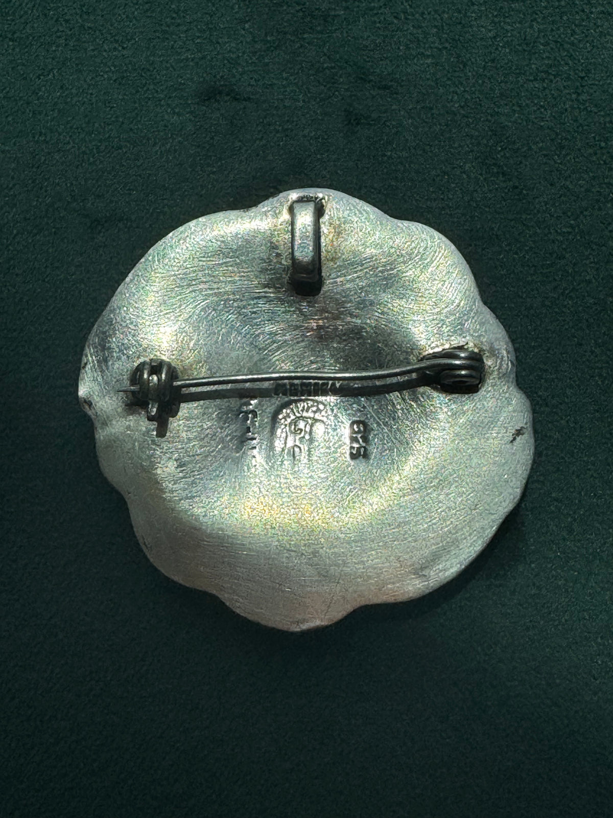 Vintage Los Ballesteros Taxco Sterling Silver Swirl Wave Brooch Pendant Modernist Mexico 925