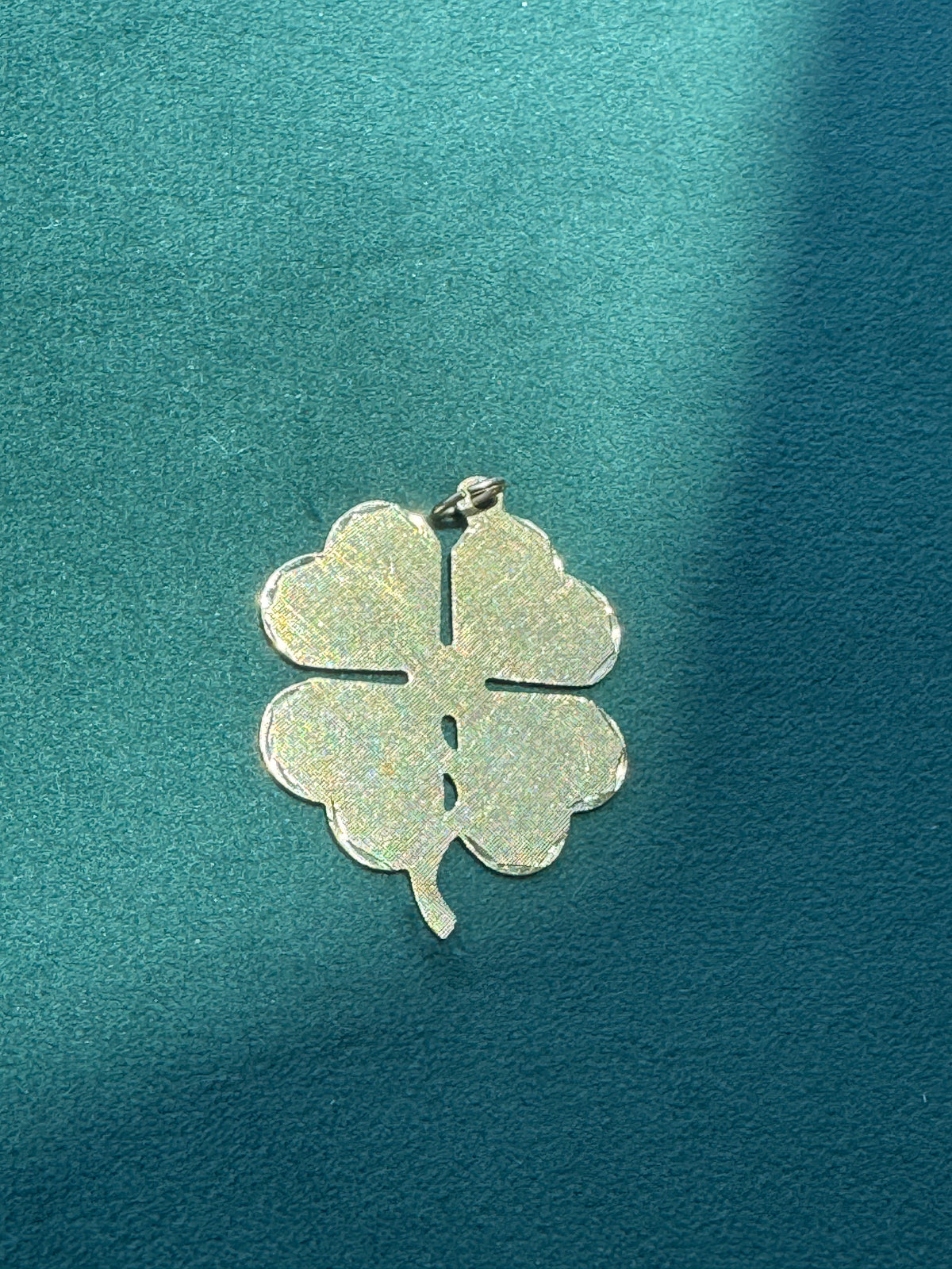 Vintage 14K Gold Frank J. Golden Four Leaf Clover Pendant Florentine Diamond Cut