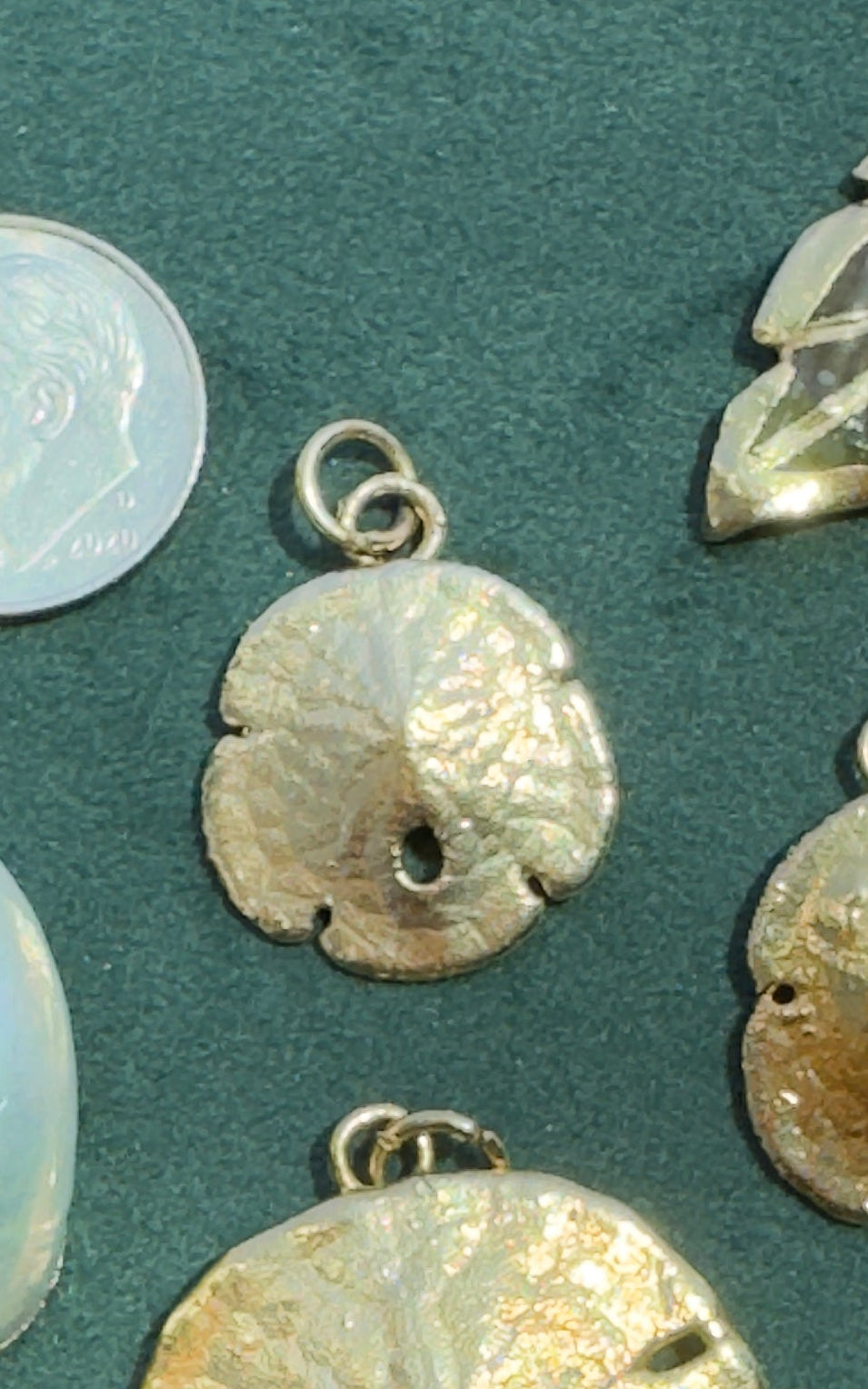 Vintage 24K Gold Dipped Real Sand Dollar Pendant Mermaid Life Beach Jewelry Size 4