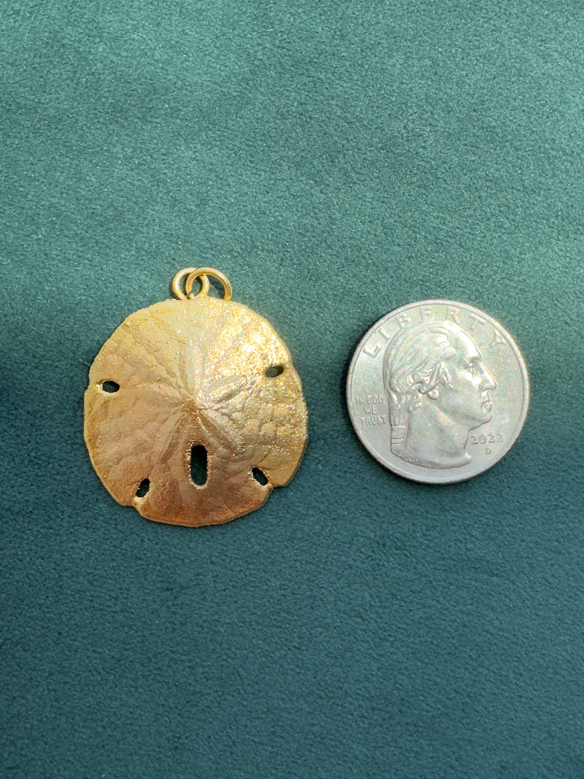 Vintage 24K Gold Dipped Real Sand Dollar Pendant Mermaid Life Beach Jewelry Size 1
