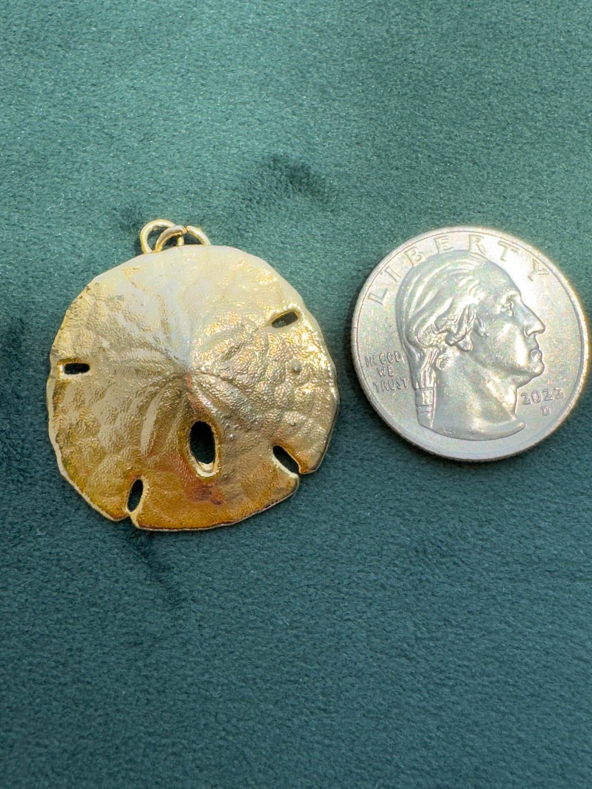 Vintage 24K Gold Dipped Real Sand Dollar Pendant Mermaid Life Beach Jewelry Size 2