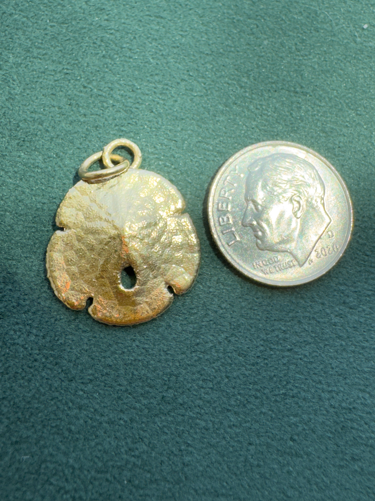 Vintage 24K Gold Dipped Real Sand Dollar Pendant Mermaid Life Beach Jewelry Size 3