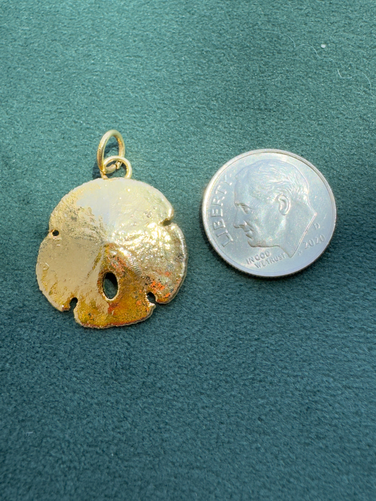 Vintage 24K Gold Dipped Real Sand Dollar Pendant Mermaid Life Beach Jewelry Size 4