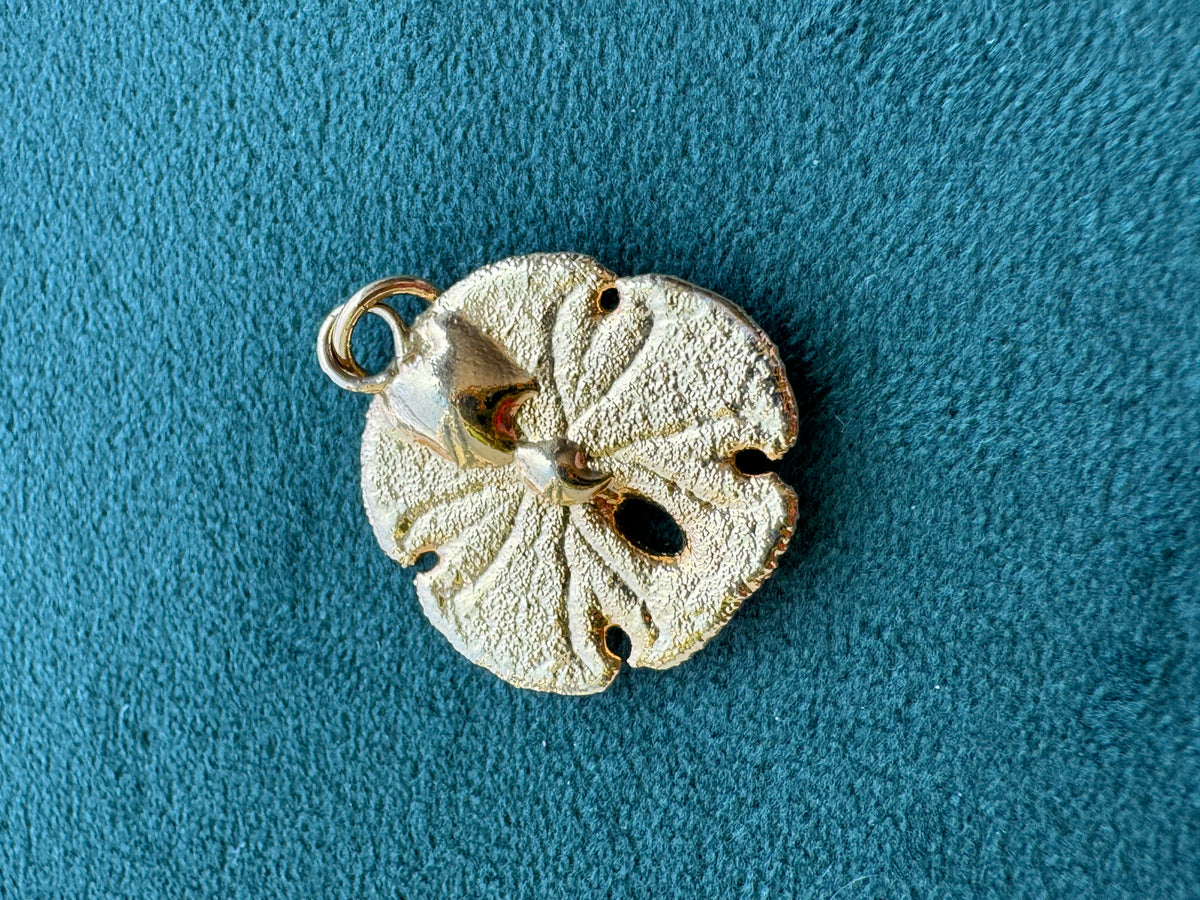 Vintage 24K Gold Dipped Real Sand Dollar Pendant Mermaid Life Beach Jewelry Size 4