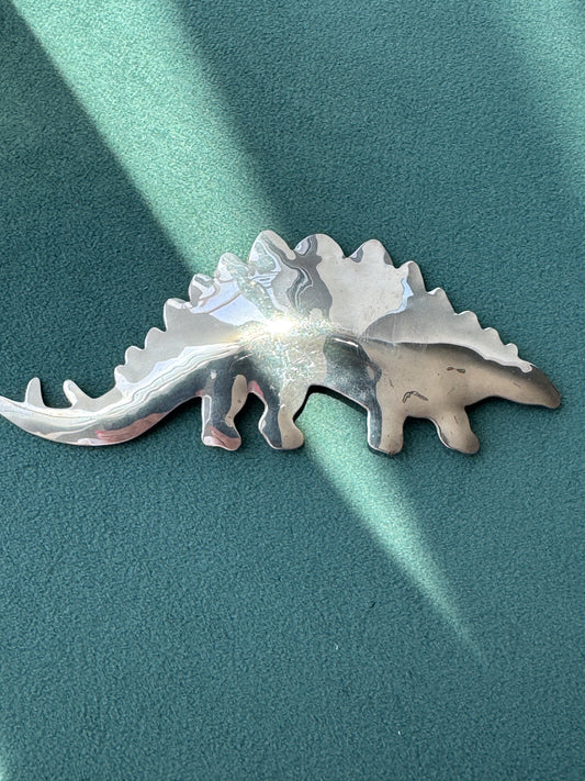 Sterling Silver Zirkus Stegosaurus Dinosaur Brooch Pin Signed American Studio Jewelry Cris Busch Lyons