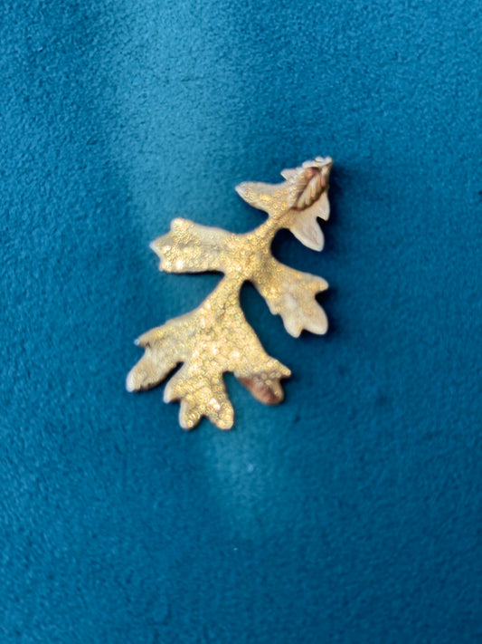 Vintage 1970s Genuine Gold Dipped Oak Leaf Pendant Real Botanical Specimen