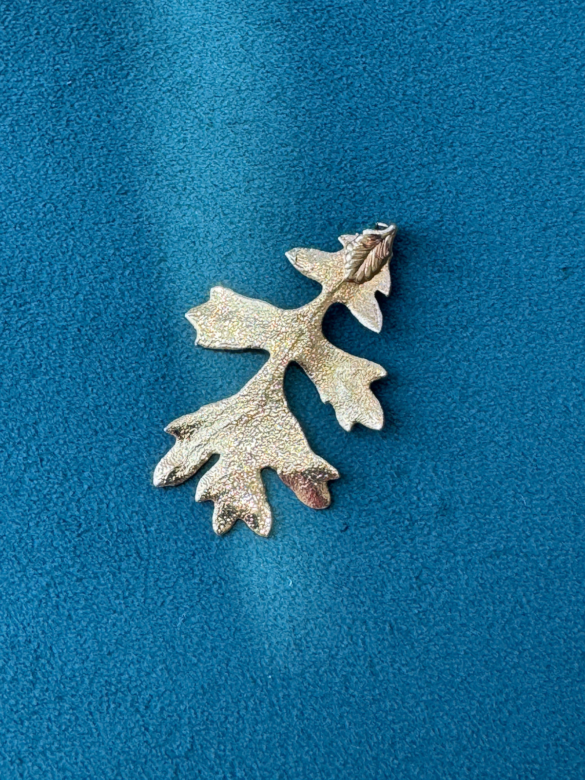 Vintage 1970s Genuine Gold Dipped Oak Leaf Pendant Real Botanical Specimen