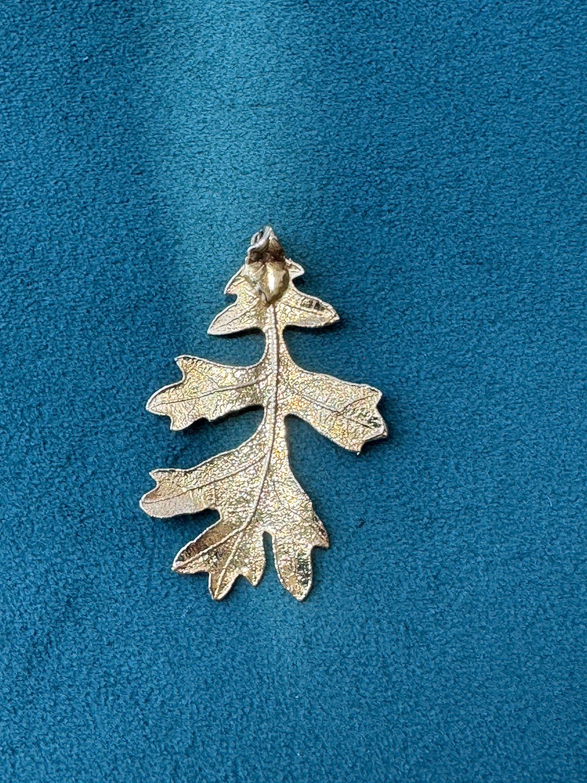 Vintage 1970s Genuine Gold Dipped Oak Leaf Pendant Real Botanical Specimen