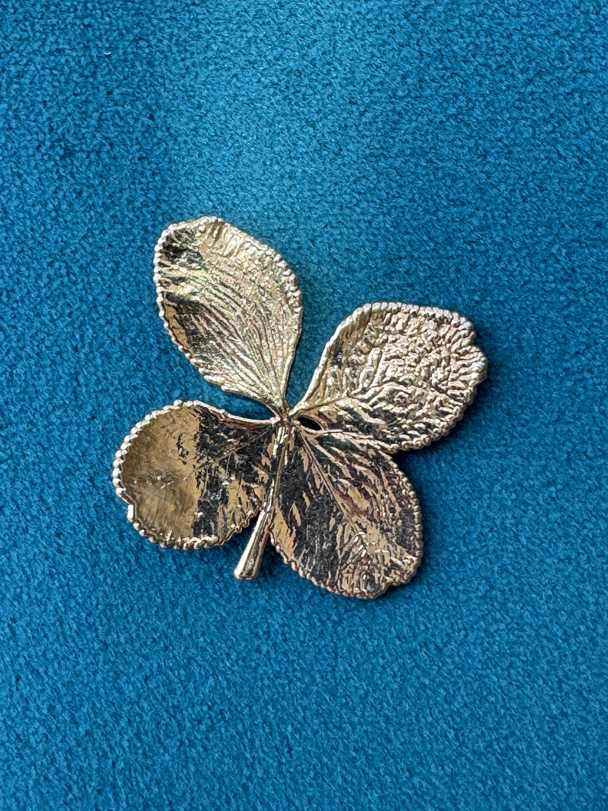 Vintage 1970s Genuine Gold Dipped Four Leaf Clover Pendant Real Lucky Botanical Specimen