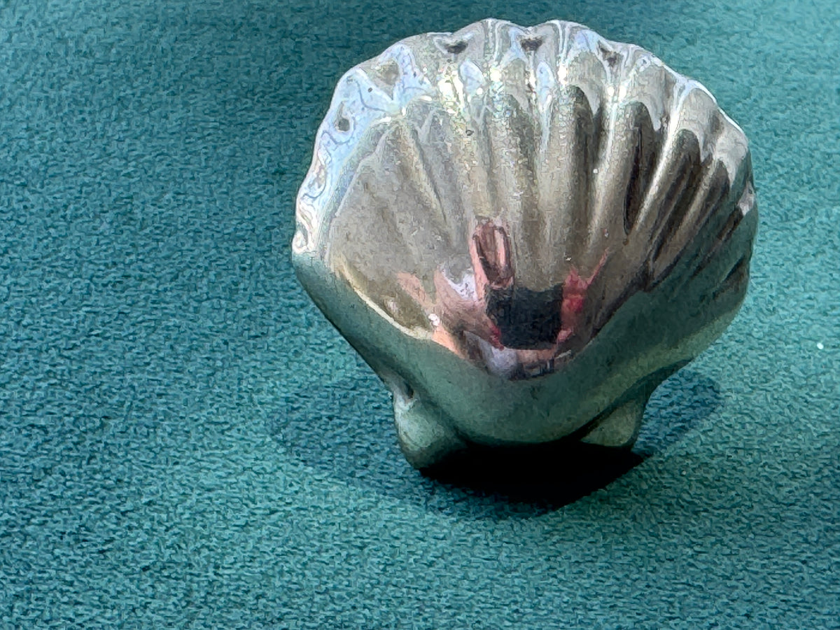 Vintage Taxco Mexico Sterling Silver Scallop Shell Ring Size 9