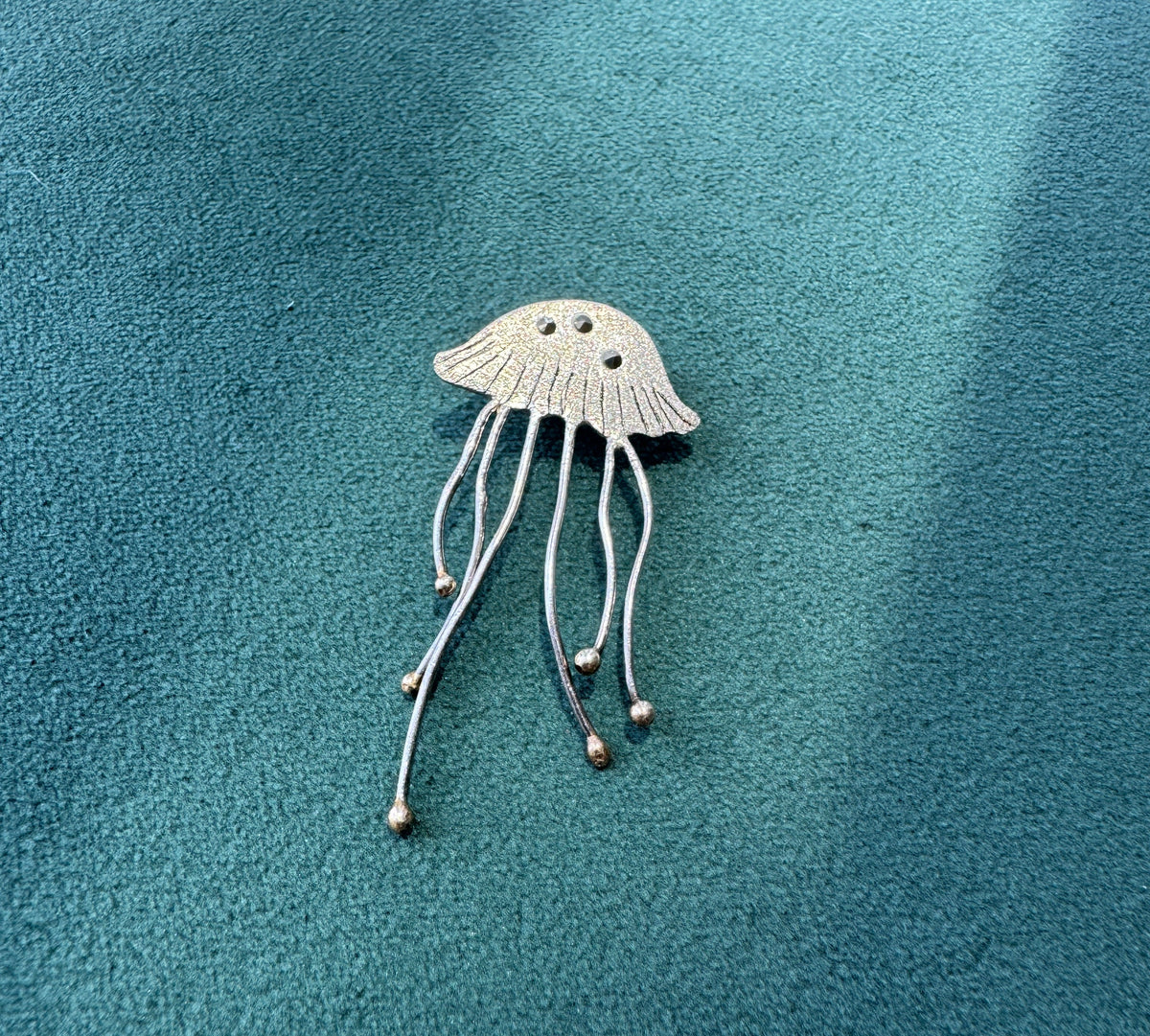 Sterling Silver Jellyfish Pendant Marcasite Style Stones Dancing Tentacles Mermaid Life